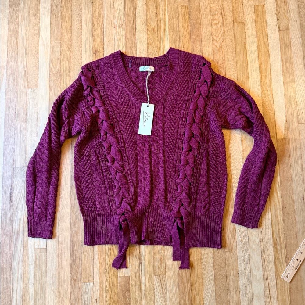 Elan V-Neck Sweater in Rich Burgundy